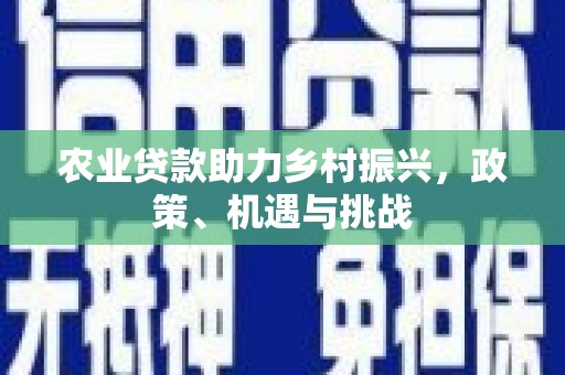 徽州农业贷款助力乡村振兴，政策、机遇与挑战