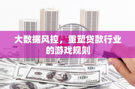 徽州大数据风控，重塑贷款行业的游戏规则