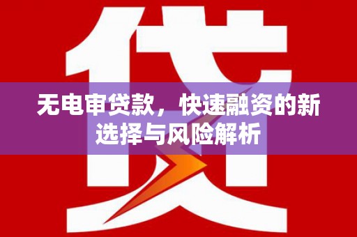徽州无电审贷款，快速融资的新选择与风险解析