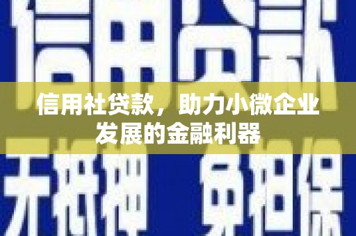 徽州信用社贷款，助力小微企业发展的金融利器